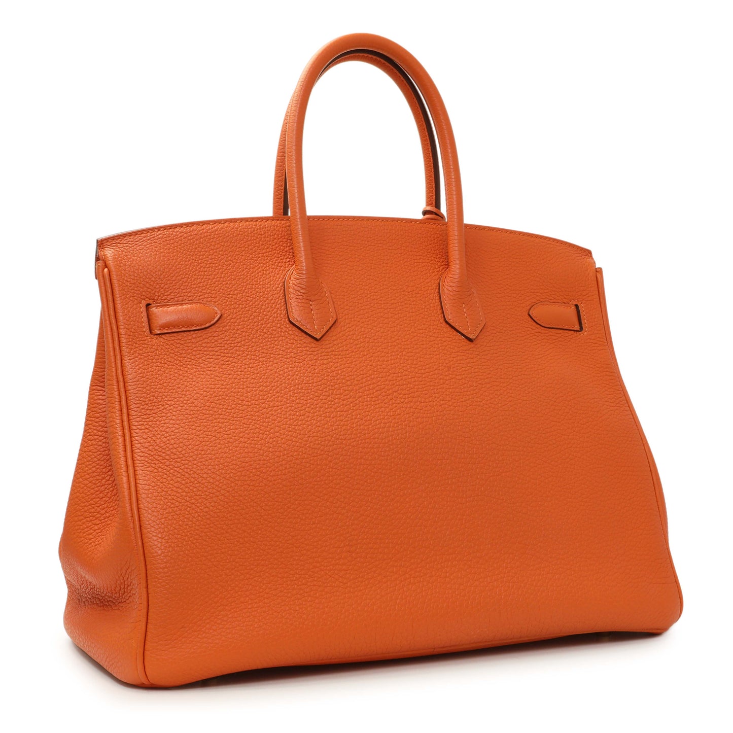 Exclusive Hermes Orange Clemence Birkin 35 — Side View