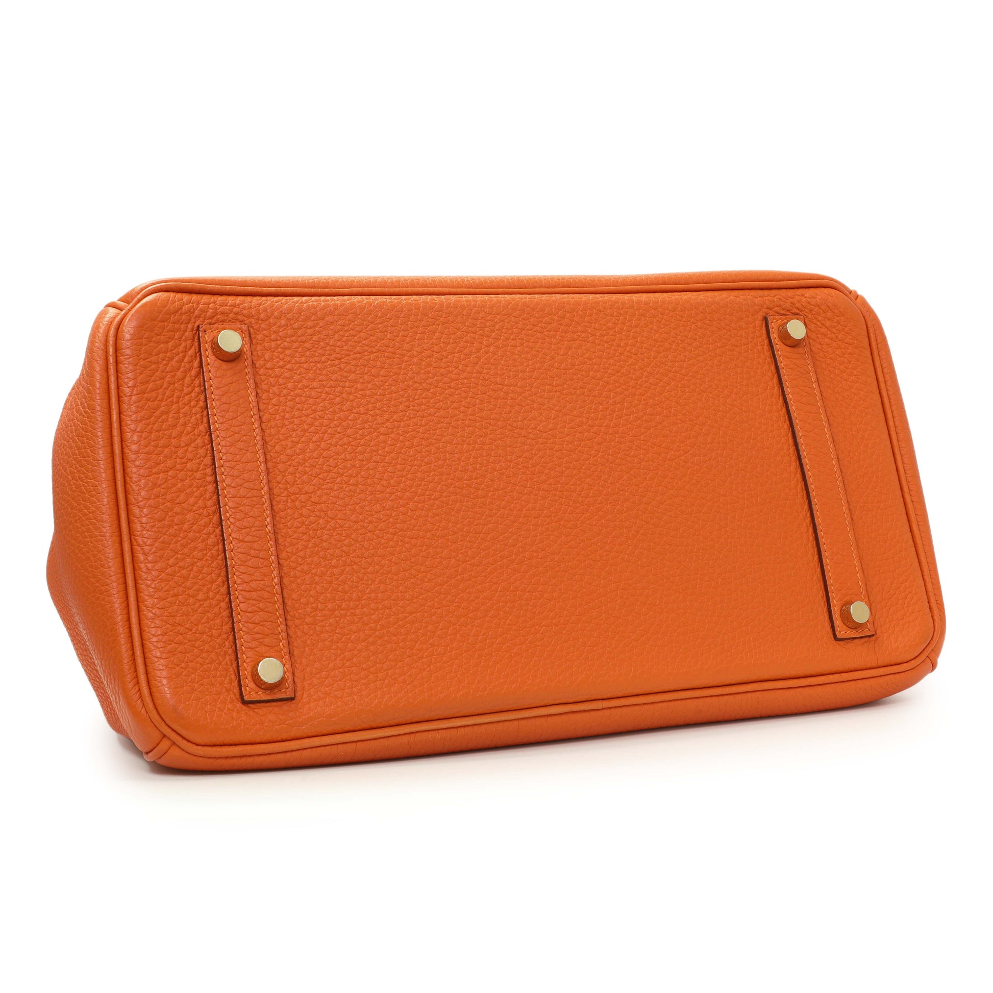 Exclusive Hermes Orange Clemence Birkin 35 — Back View