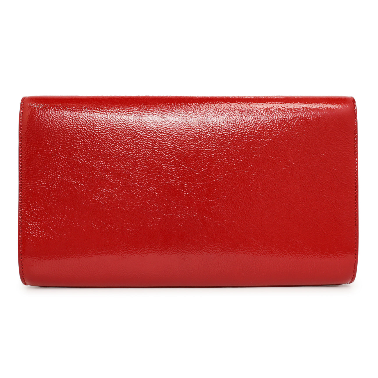 Exclusive Saint Laurent Red Textured Patent Monogram Large Belle De Jour Clutch — Side View
