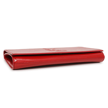 Exclusive Saint Laurent Red Textured Patent Monogram Large Belle De Jour Clutch — Back View