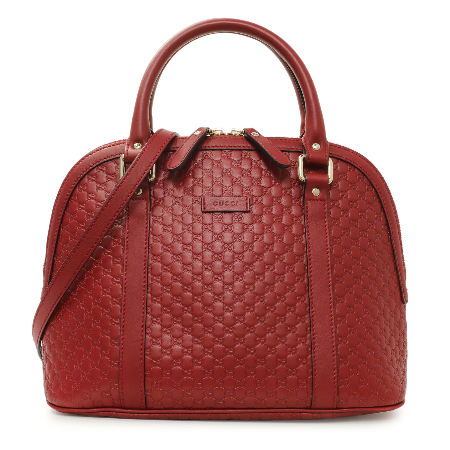 Exclusive Gucci Burgundy Soft Microguccissima Medium Dome Bag — Front View