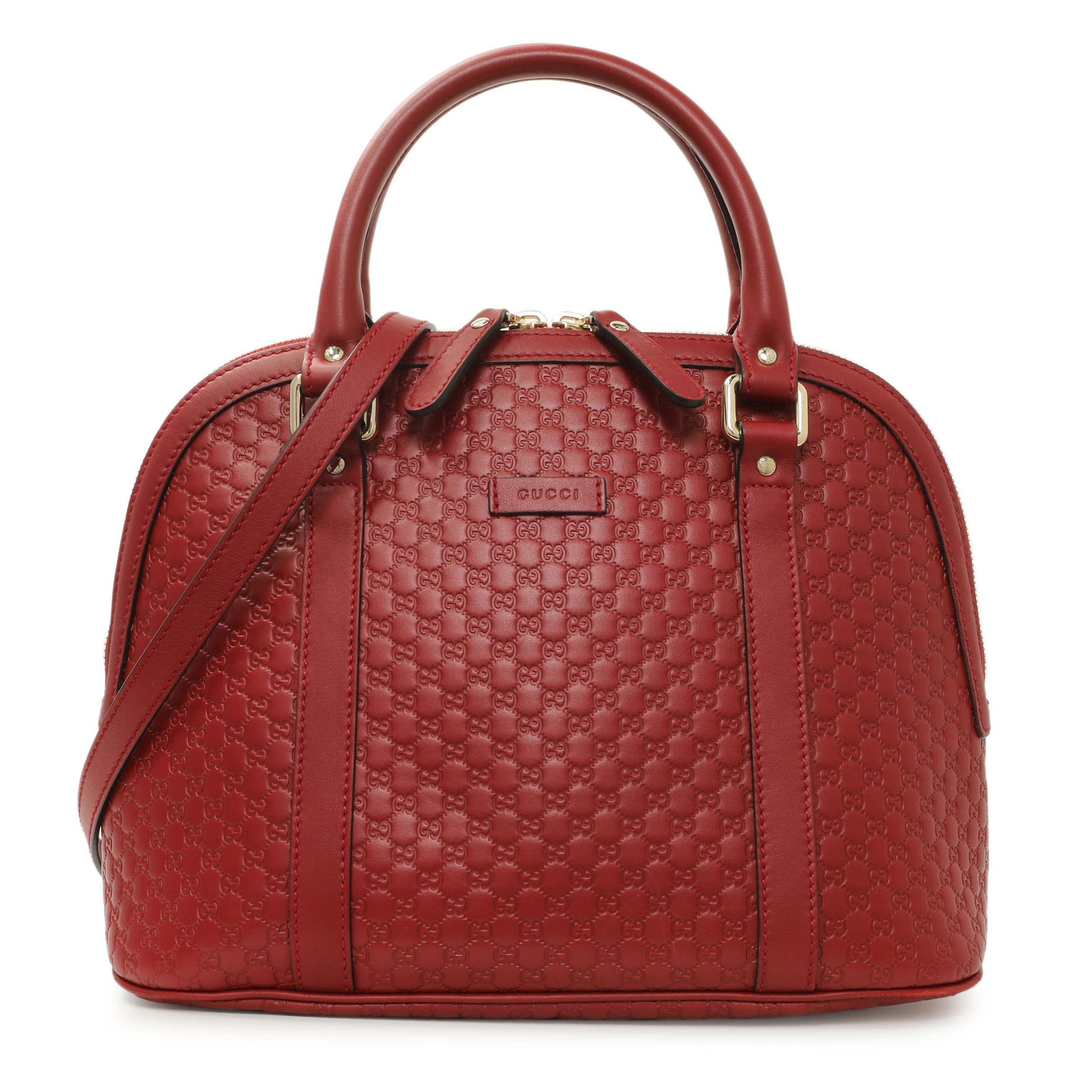 Exclusive Gucci Burgundy Soft Microguccissima Medium Dome Bag — Front View