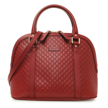 Exclusive Gucci Burgundy Soft Microguccissima Medium Dome Bag — Front View