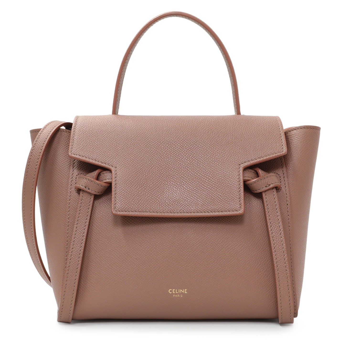 Exclusive Celine Rose Grained Calfskin Nano Belt Bag — Front View