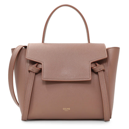 Exclusive Celine Rose Grained Calfskin Nano Belt Bag — Front View