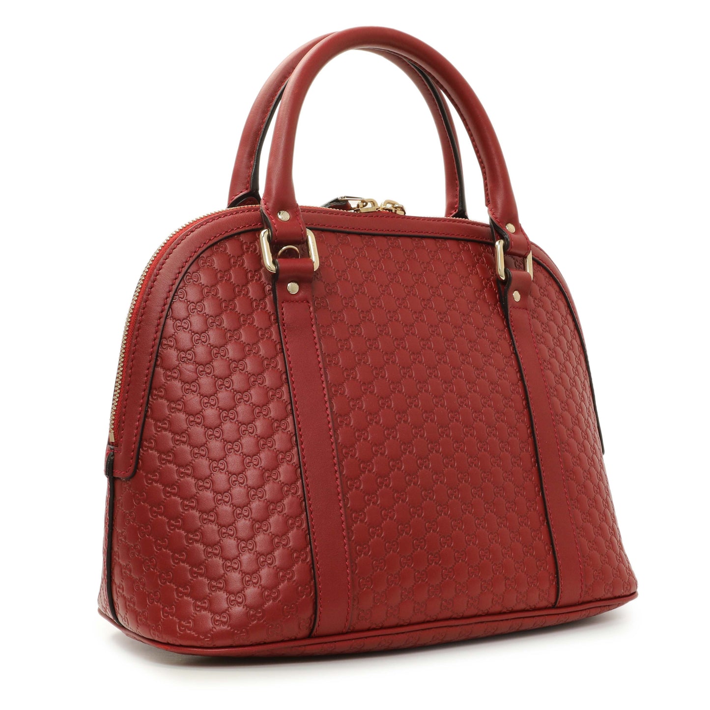 Exclusive Gucci Burgundy Soft Microguccissima Medium Dome Bag — Side View