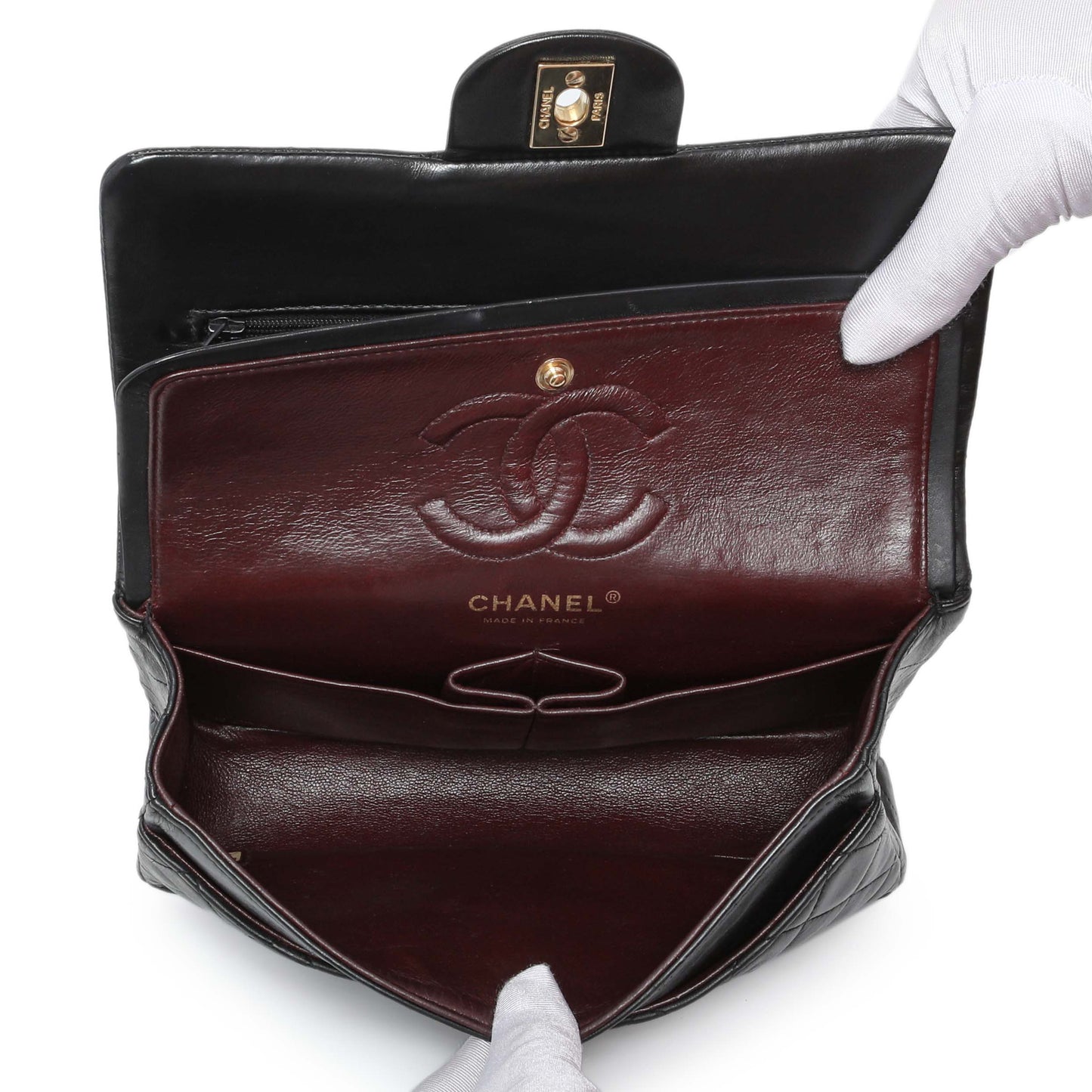 Exclusive Chanel Black Quilted Lambskin Small Double Flap — Alternate View 8
