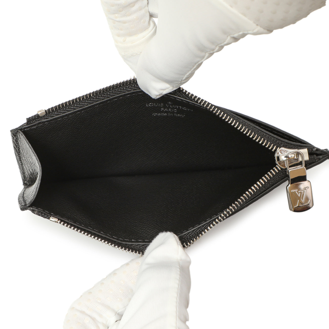 Exclusive Louis Vuitton Monogram Eclipse Taiga Coin Card Holder — Top View
