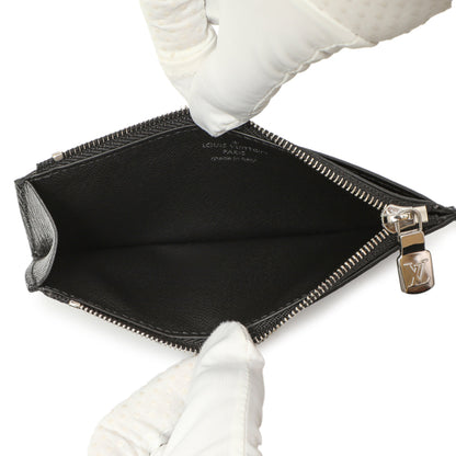 Exclusive Louis Vuitton Monogram Eclipse Taiga Coin Card Holder — Top View