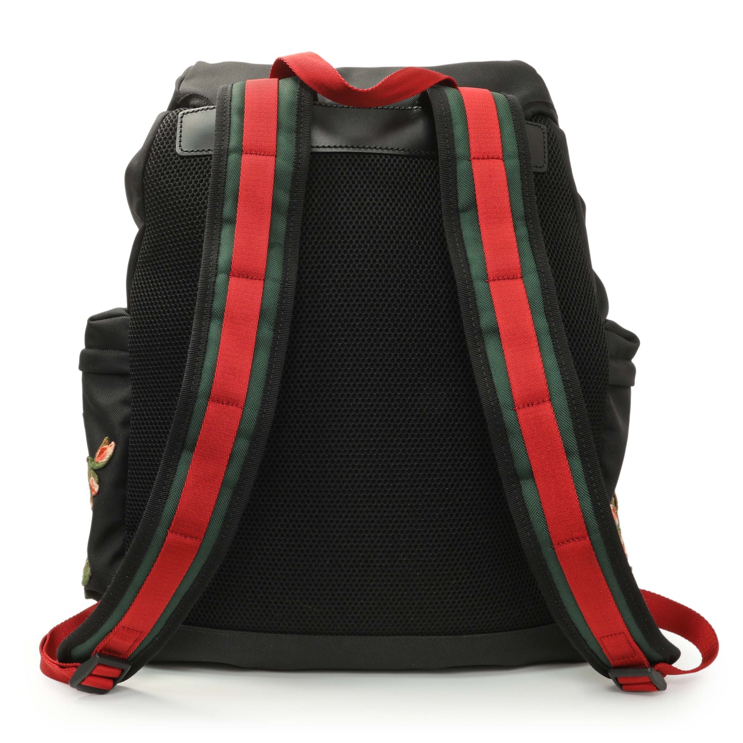 Exclusive Gucci Techno Canvas Web L'Aveugle Par Amour Embroidered Double Buckle Backpack — Side View