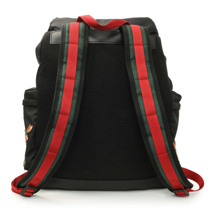Exclusive Gucci Techno Canvas Web L'Aveugle Par Amour Embroidered Double Buckle Backpack — Side View