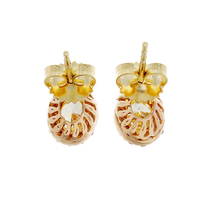 Exclusive 18K Rose Gold 1.34 Carat Fancy Yellow & Brown Diamond Earrings — Side View