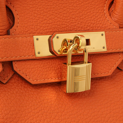 Exclusive Hermes Orange Clemence Birkin 35 — Alternate View 12