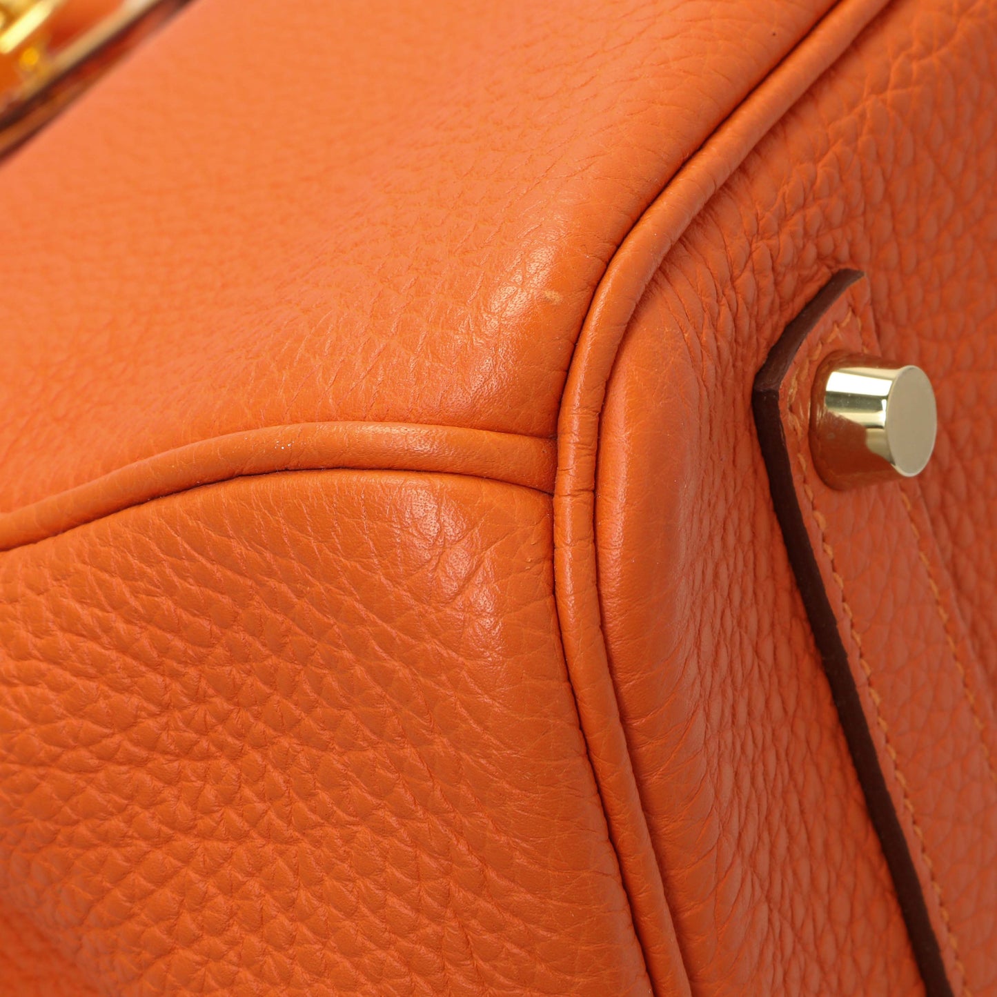 Exclusive Hermes Orange Clemence Birkin 35 — Top View
