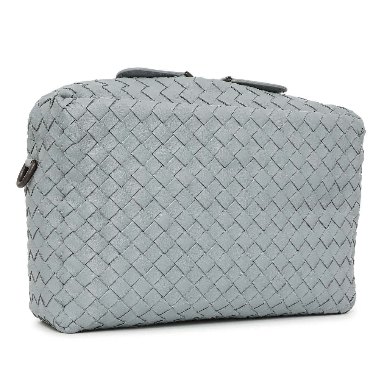 Exclusive Bottega Veneta Blue Nappa Intrecciato Crossbody Bag — Side View
