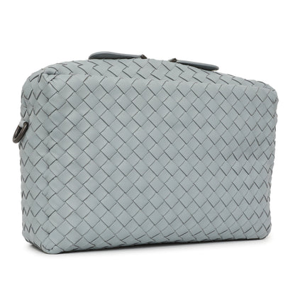 Exclusive Bottega Veneta Blue Nappa Intrecciato Crossbody Bag — Side View