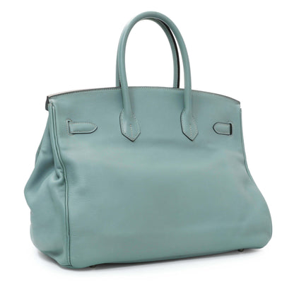 Exclusive Hermes Ciel Swift Birkin 35 — Side View