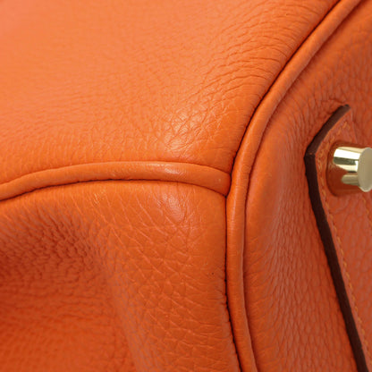 Exclusive Hermes Orange Clemence Birkin 35 — Lifestyle View