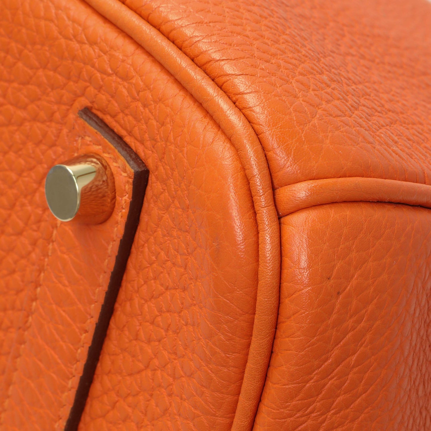 Exclusive Hermes Orange Clemence Birkin 35 — Alternate View 7