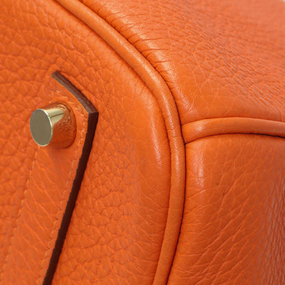 Exclusive Hermes Orange Clemence Birkin 35 — Alternate View 7