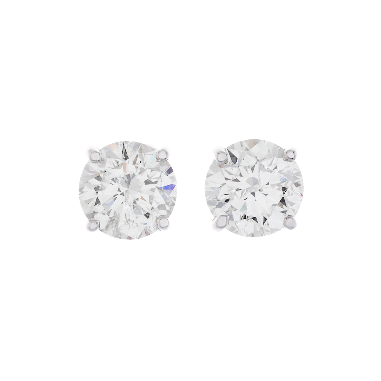 Exclusive 14K White Gold 2.40 Carat Diamond Stud Earrings — Front View