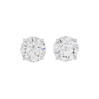 Exclusive 14K White Gold 2.40 Carat Diamond Stud Earrings — Front View