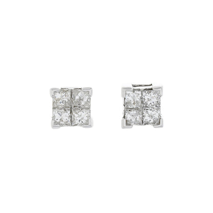 Exclusive 14K White Gold 0.56 Carat Princess Cut Diamond Stud Earrings — Front View