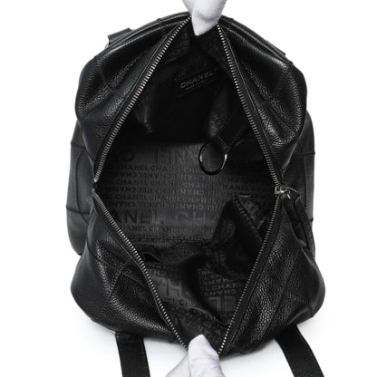 Exclusive Chanel Vintage Black Caviar Square Quilted Stitched Bowler Bag — Top View