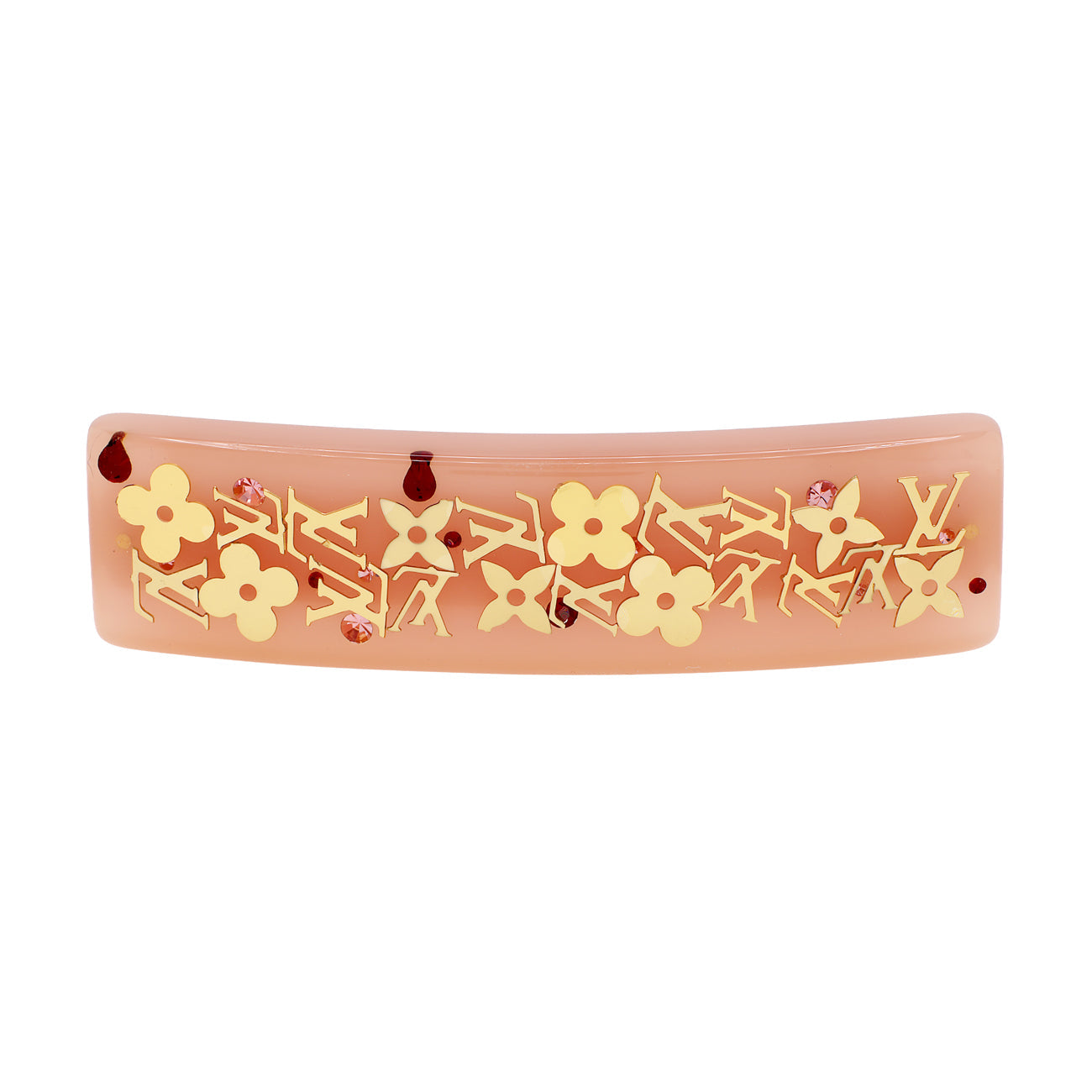 Exclusive Louis Vuitton Pink Resin Inclusion Hair Clip — Front View