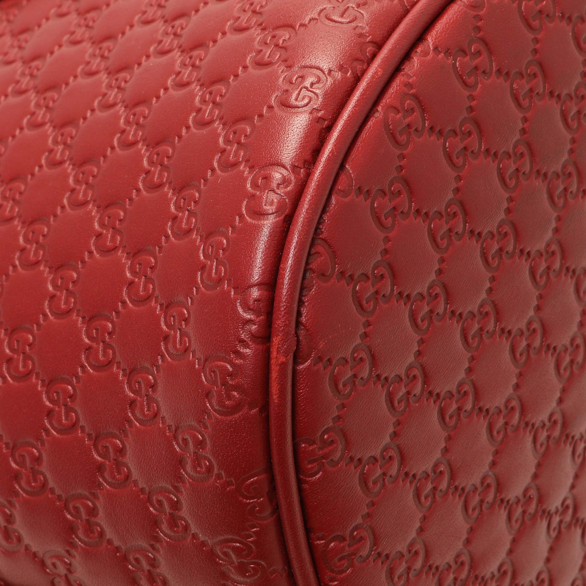 Exclusive Gucci Burgundy Soft Microguccissima Medium Dome Bag — Lifestyle View