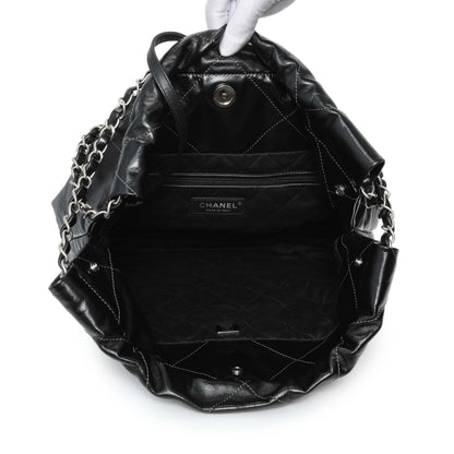 Exclusive Chanel Black Silver Metallic Shaded Quilted Shiny Calfskin Small Chanel 22 — Alternate View 8