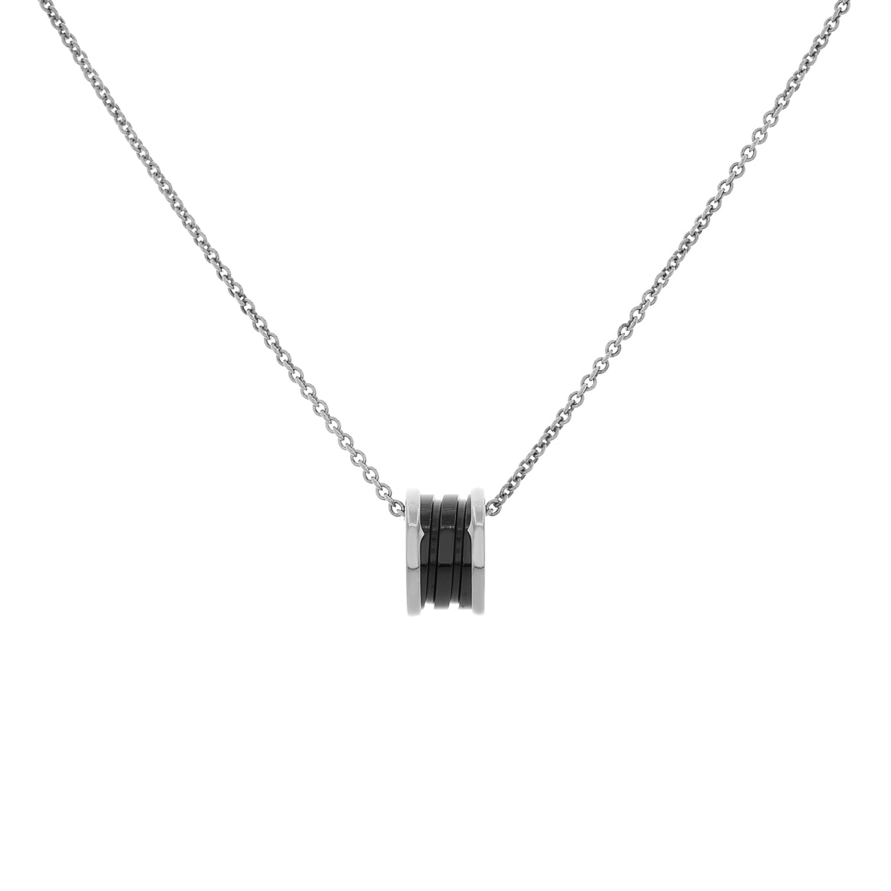 Exclusive Bulgari Sterling Silver Ceramic Save The Children Pendant Necklace — Front View