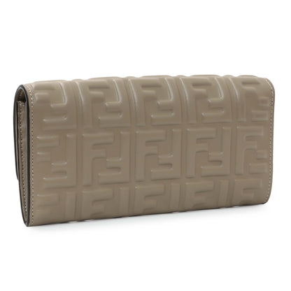 Exclusive Fendi Grey Nappa Matisse FF Embossed Continental Wallet On Chain — Side View