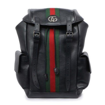 Exclusive Gucci Blue Grained Calfskin Ophidia Double Buckle Backpack — Front View