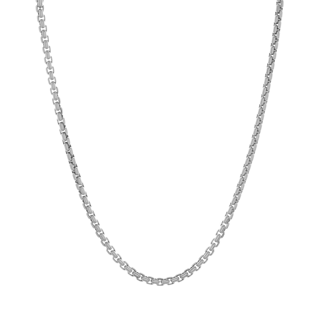 Exclusive Tiffany & Co. 18K White Gold 5mm Box Link Chain Necklace — Front View