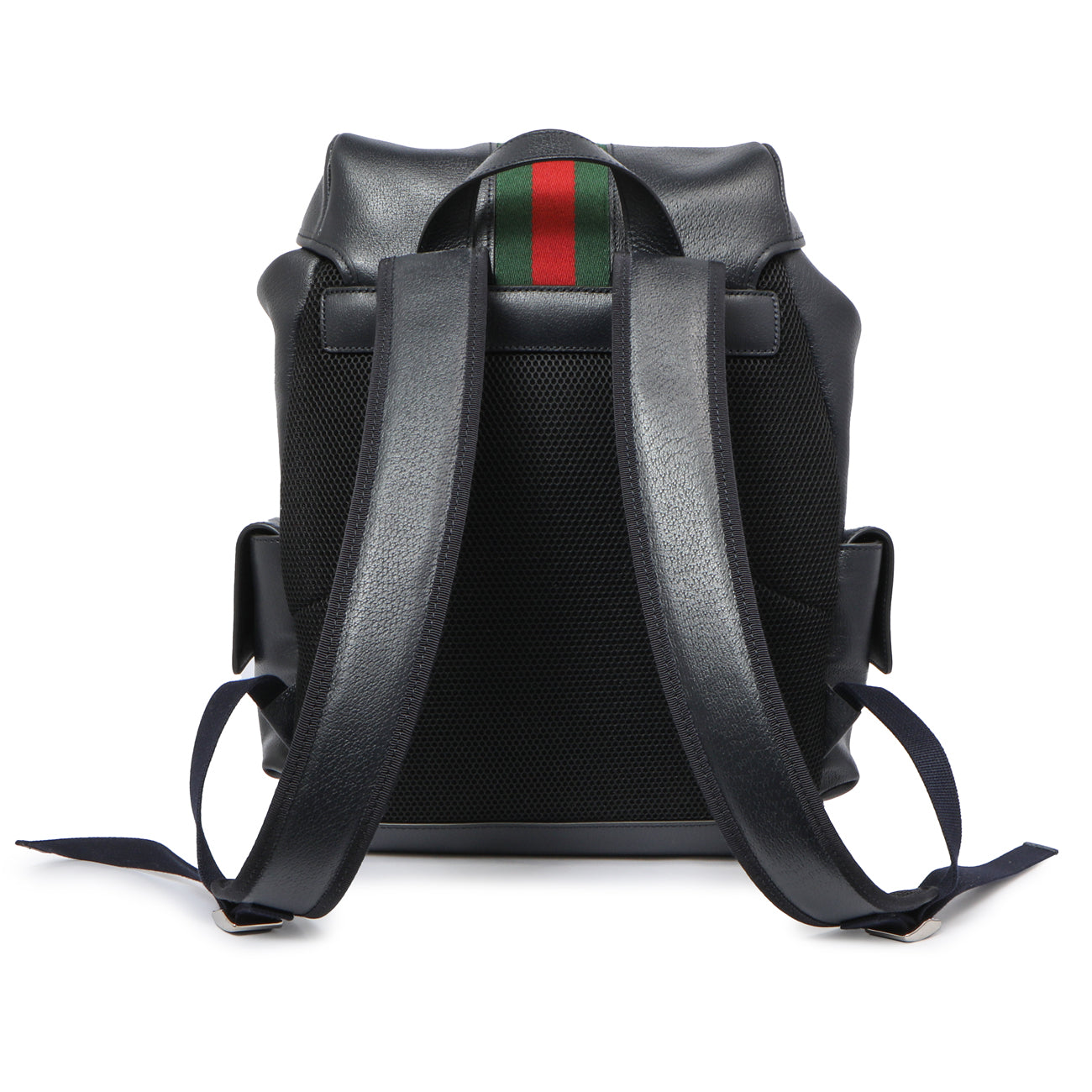 Exclusive Gucci Blue Grained Calfskin Ophidia Double Buckle Backpack — Side View
