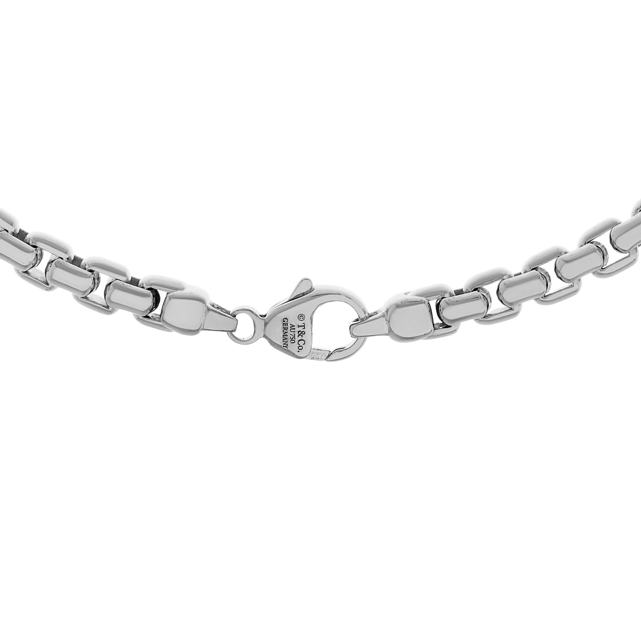 Exclusive Tiffany & Co. 18K White Gold 5mm Box Link Chain Necklace — Side View