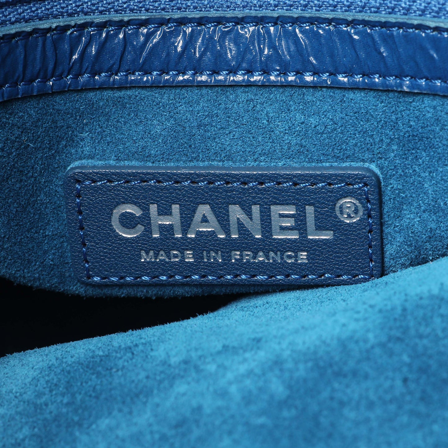 Exclusive Chanel Blue Crumpled Patent Leather Droplet Hobo — Alternate View 7