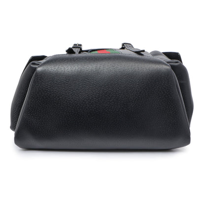 Exclusive Gucci Blue Grained Calfskin Ophidia Double Buckle Backpack — Back View