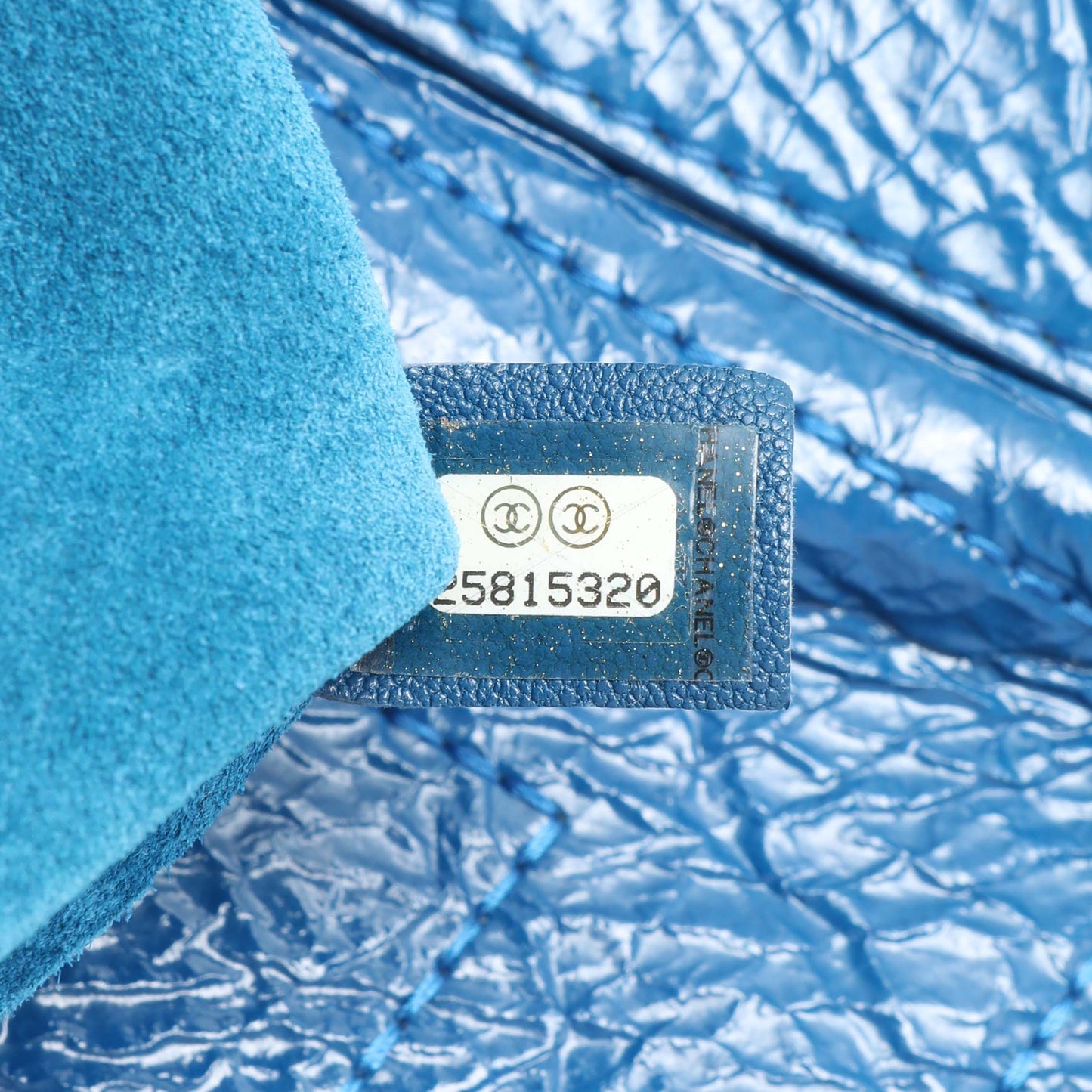 Exclusive Chanel Blue Crumpled Patent Leather Droplet Hobo — Alternate View 8