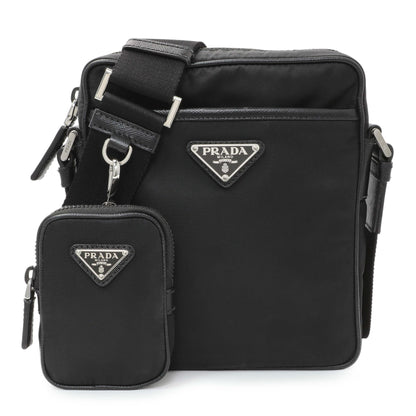 Exclusive Prada Black Re-Nylon Messenger Bag — Front View