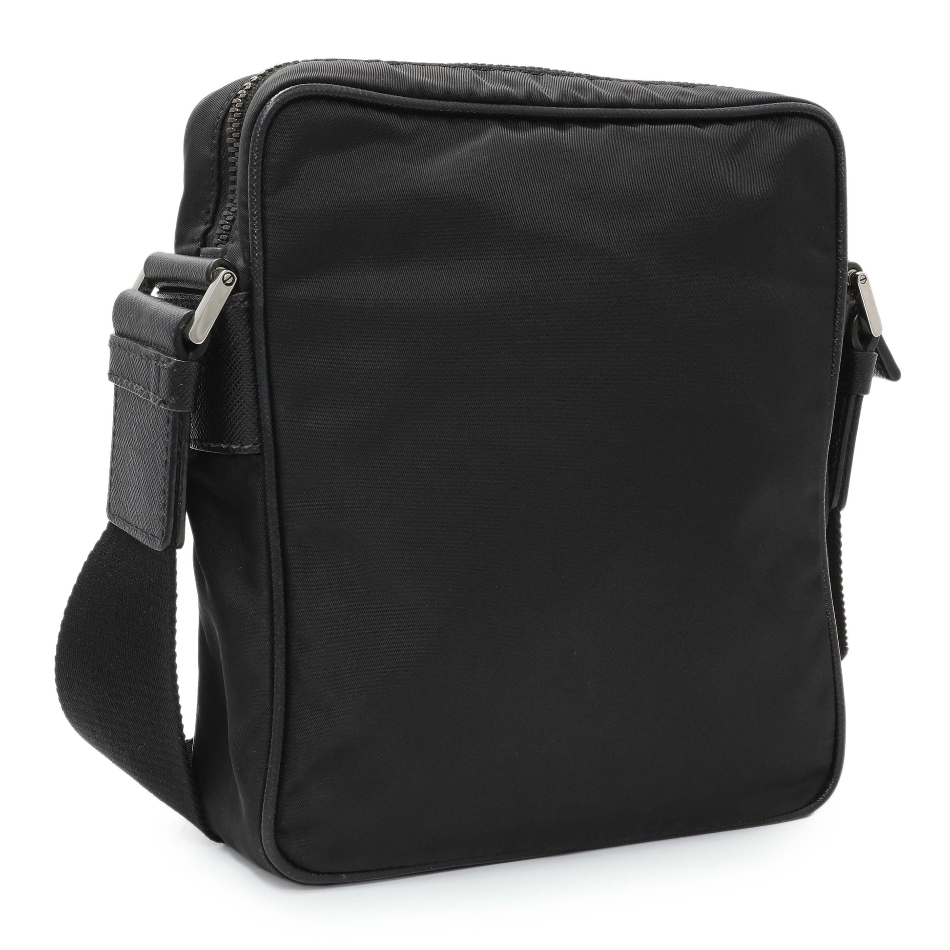 Exclusive Prada Black Re-Nylon Messenger Bag — Side View