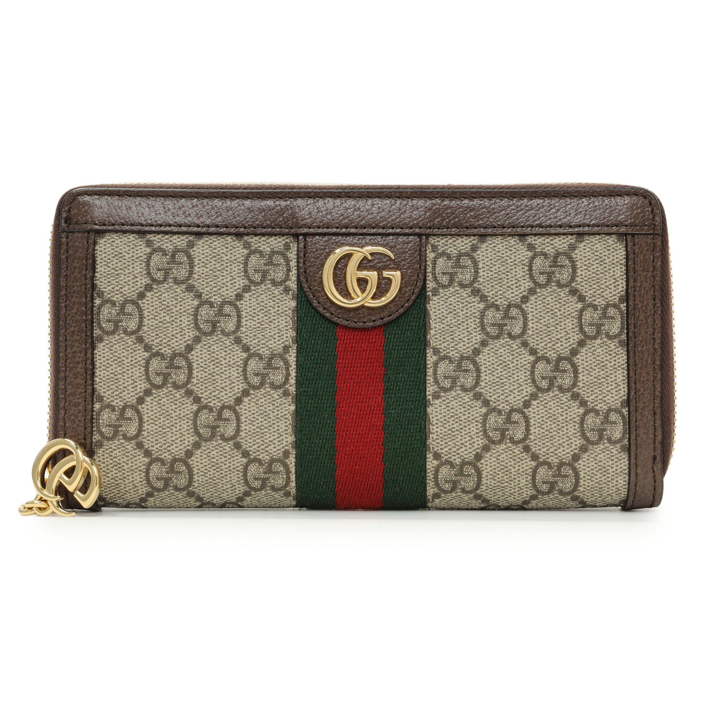 Exclusive Gucci GG Supreme Monogram Web Ophidia Zip Around Wallet — Front View
