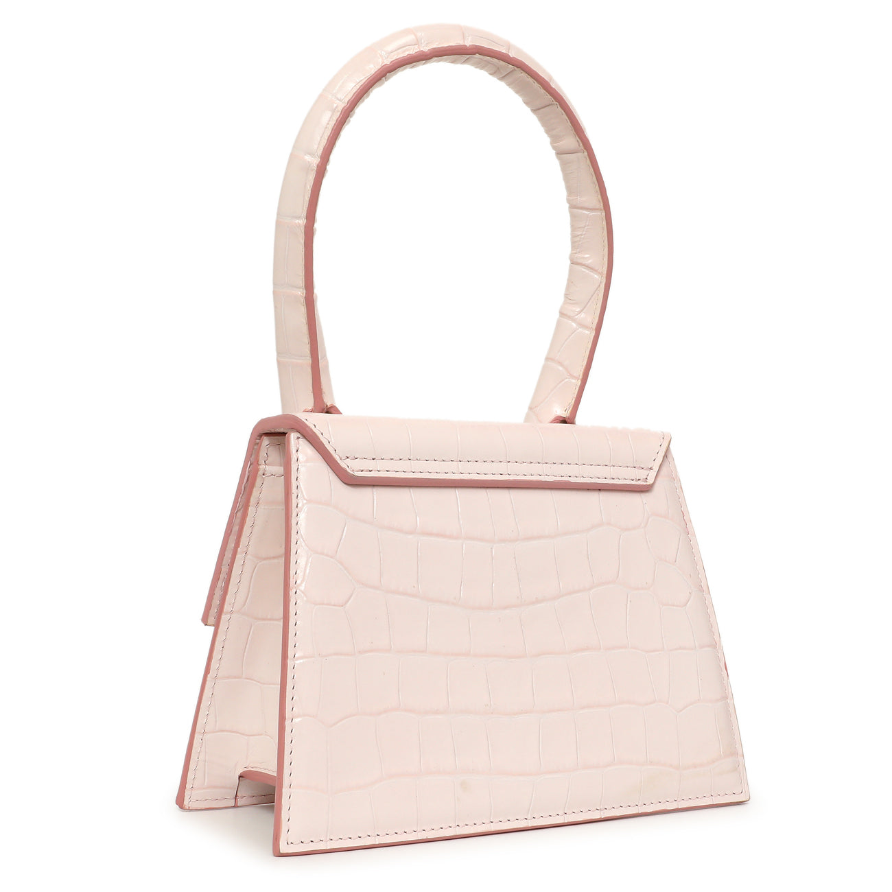 Exclusive Jacquemus Pink Crocodile Embossed Calfskin Moyen Le Chiquito — Side View