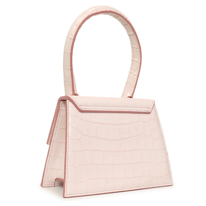 Exclusive Jacquemus Pink Crocodile Embossed Calfskin Moyen Le Chiquito — Side View