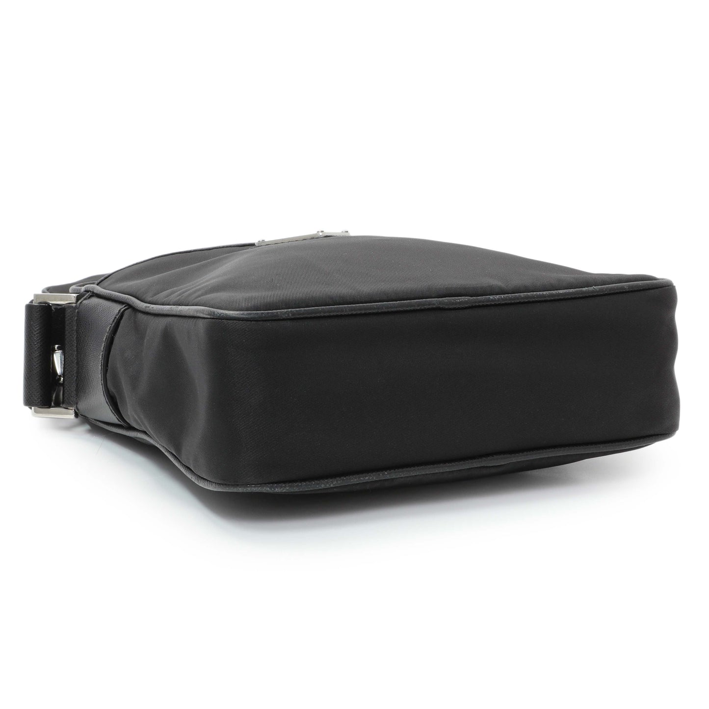 Exclusive Prada Black Re-Nylon Messenger Bag — Back View