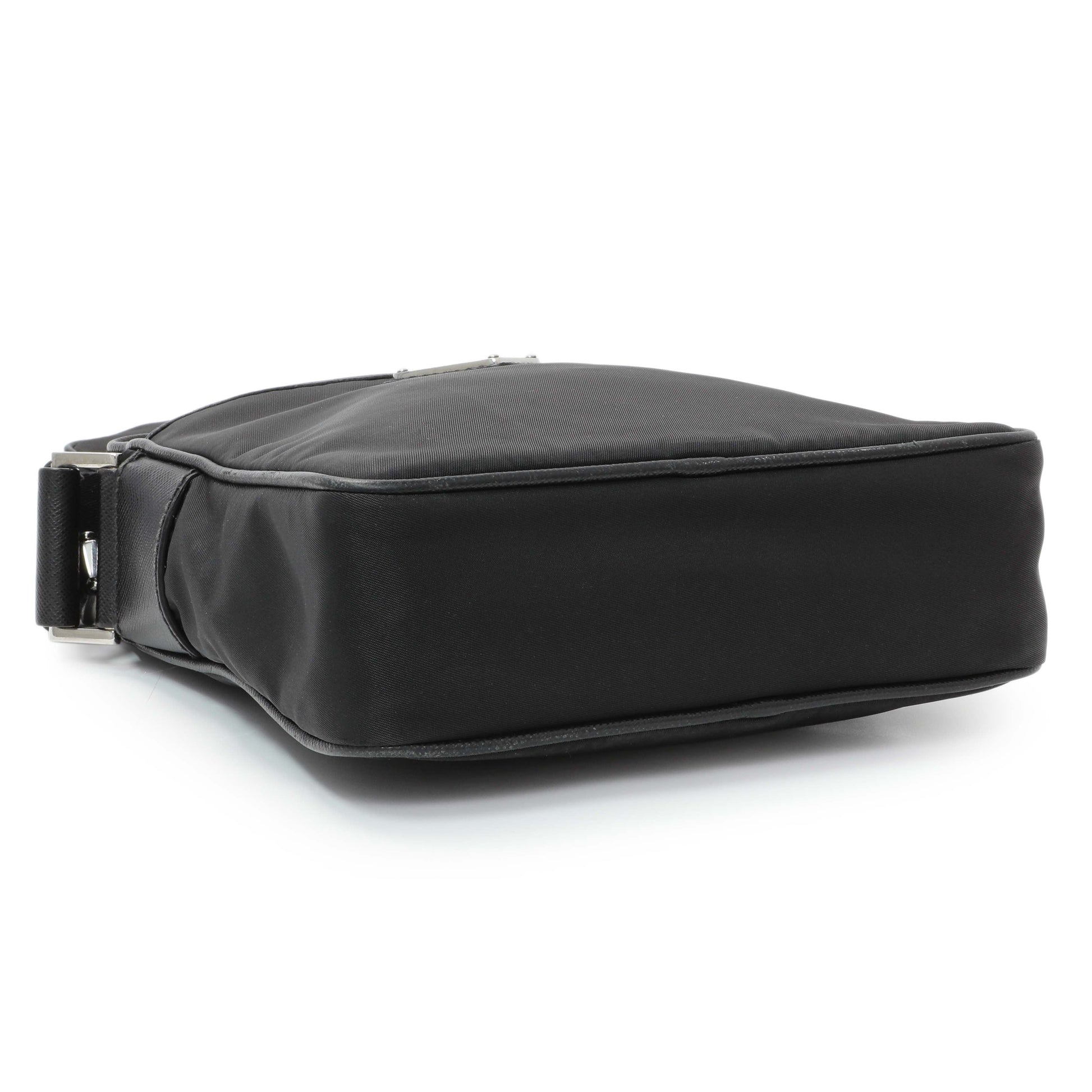 Exclusive Prada Black Re-Nylon Messenger Bag — Back View