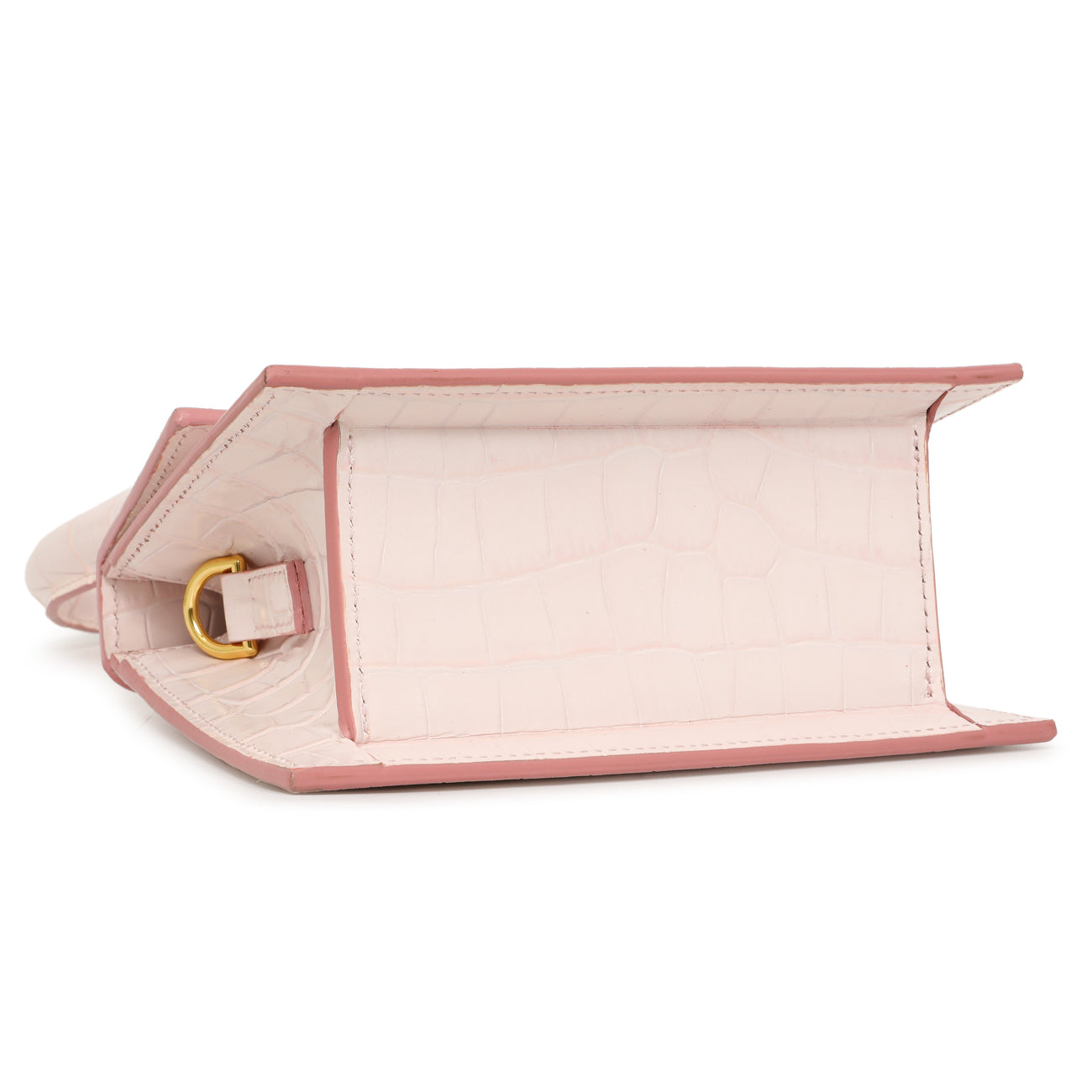 Exclusive Jacquemus Pink Crocodile Embossed Calfskin Moyen Le Chiquito — Back View
