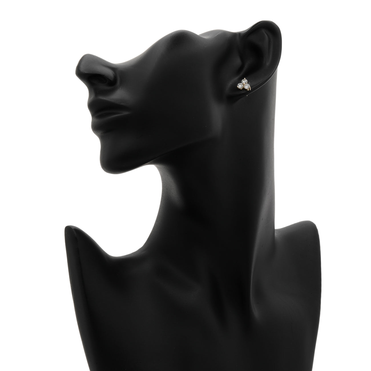 Exclusive 18K Yellow Gold 1.20 Carat Diamond Trefoil Cluster Earrings — Back View