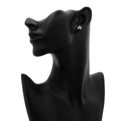 Exclusive 18K Yellow Gold 1.20 Carat Diamond Trefoil Cluster Earrings — Back View
